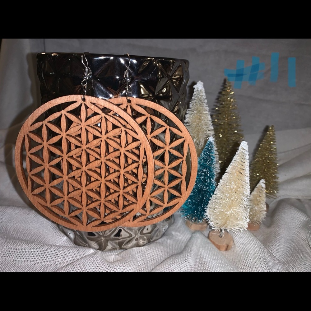 Laser wood cut earrings